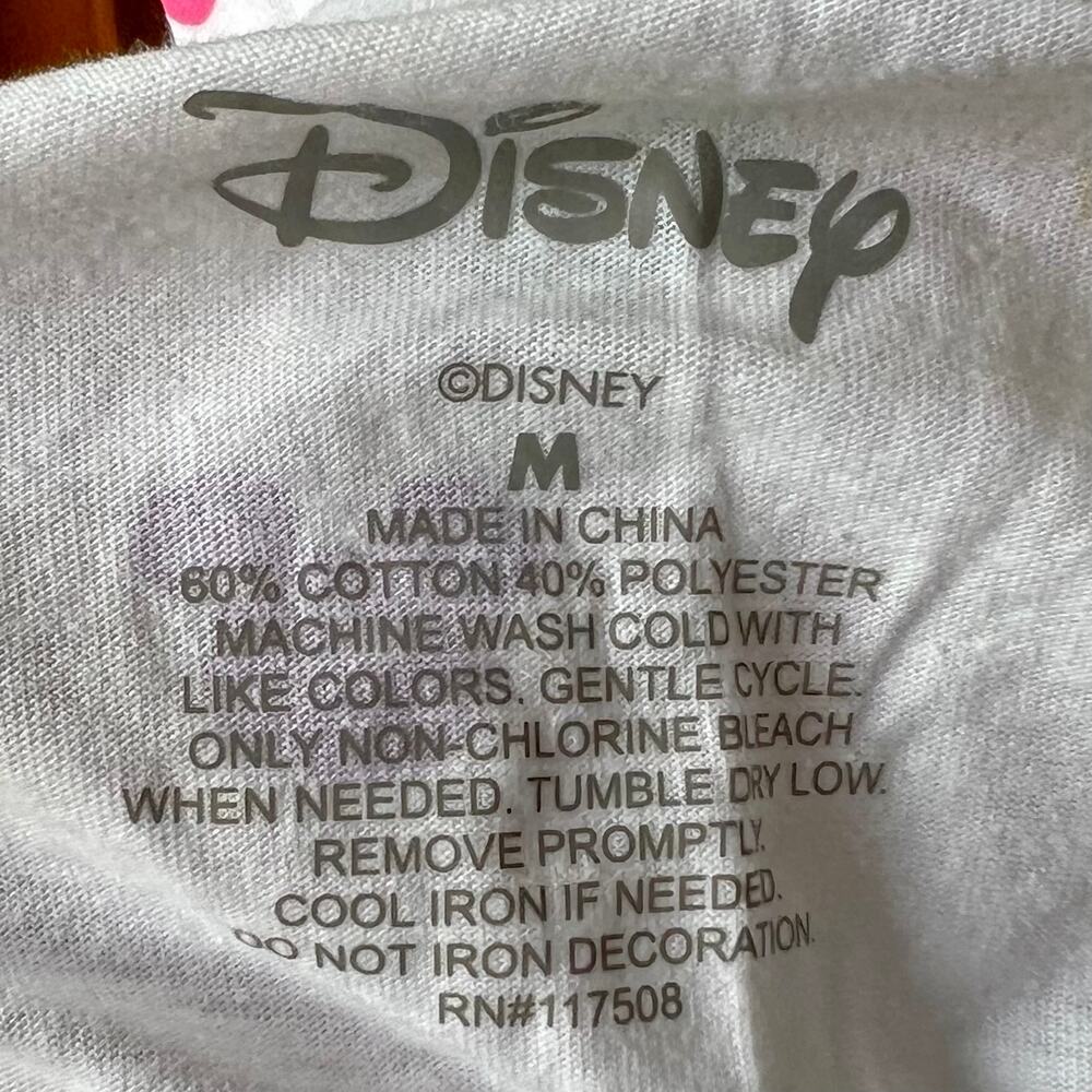 Disney Women's White with Multicolored Mickey Mouse Heads Print T-Shirt Size Med - Picture 8 of 9